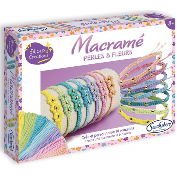 Bracelets macramé - Perles et fleurs