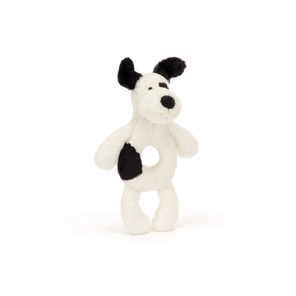 Hochet - Bashful Black & Cream Puppy