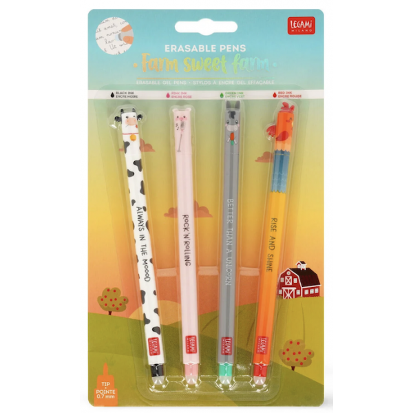 Stylo effaçable - Set de 4 stylos - Ferme