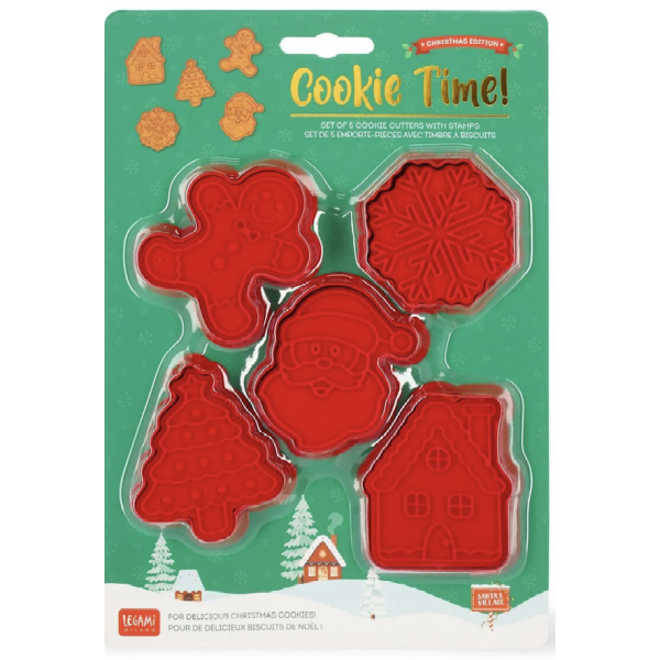 Set de 5 Emporte-pièces avec Tampon à Biscuits