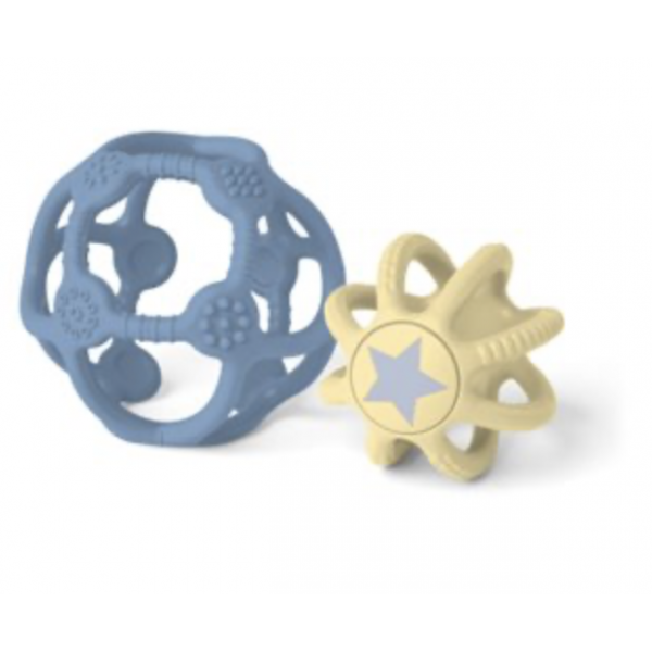 Set de 2 balles sensorielles silicone - Bleue et jaune