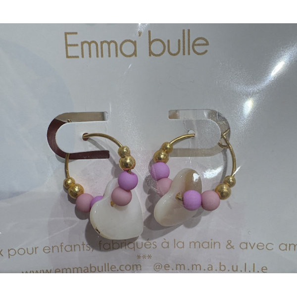Boucles d'oreilles "Les Chanceuses Coeur " - Violet