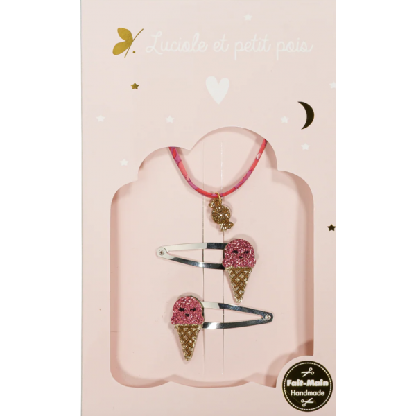 Coffret cadeau - Barrettes Ice cream et Bracelet Candy Kiss