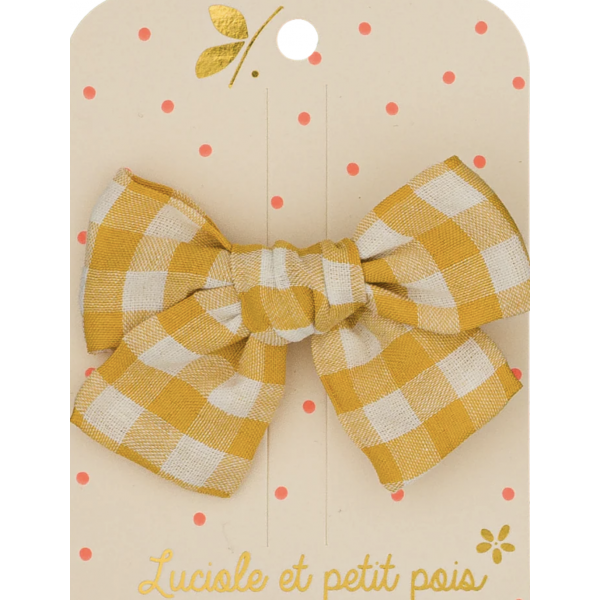 Barrette cheveux - Petit Noeud - Vichy Moutarde