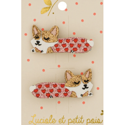 Barrettes Paire - Chien Corgi