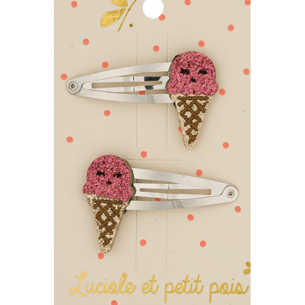Barrettes cheveux - Ice Cream Framboise