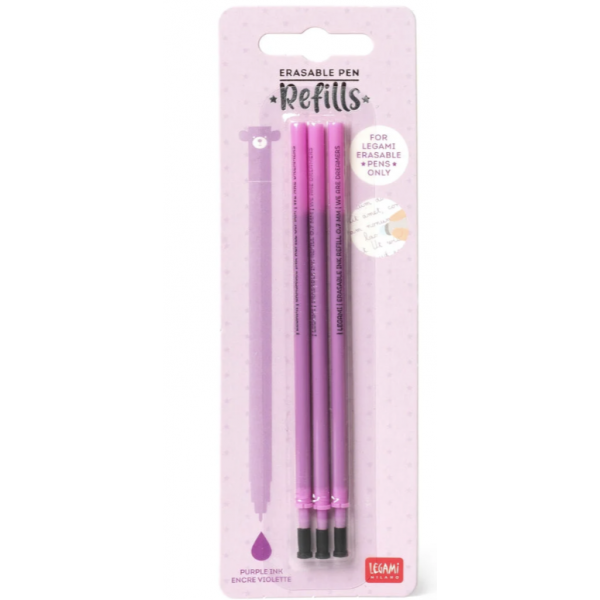 Stylo effaçable - 3 recharges encre violet