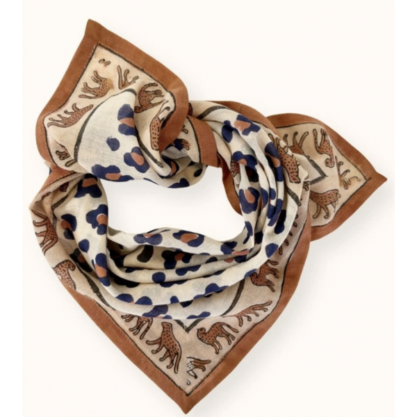 Small Foulard Dupitta - Leopard Rust