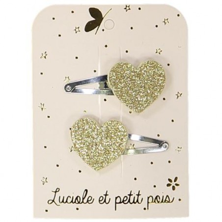 Barrette paire coeur - Or