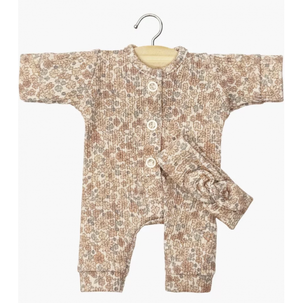 Babies - Combinaison Lili et son headband - Petites fleurs cacao