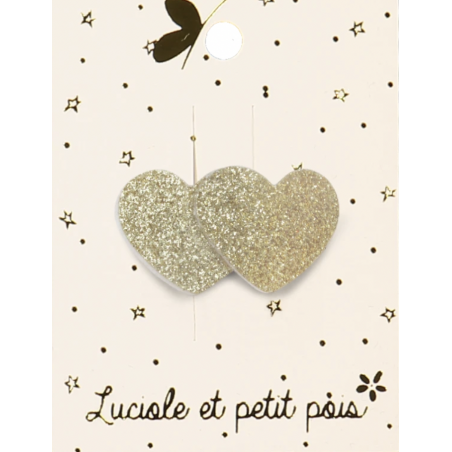 Barrette mini - 2 coeurs Or