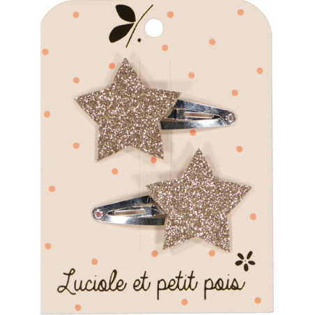 Barrettes paire - Étoiles - Glitter or