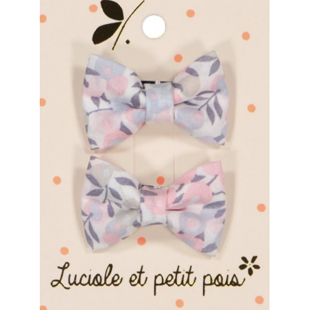 Barrettes mini papillon - Liberty Wiltshire Jacinthe rose